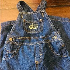Kids overalls jeans with a train